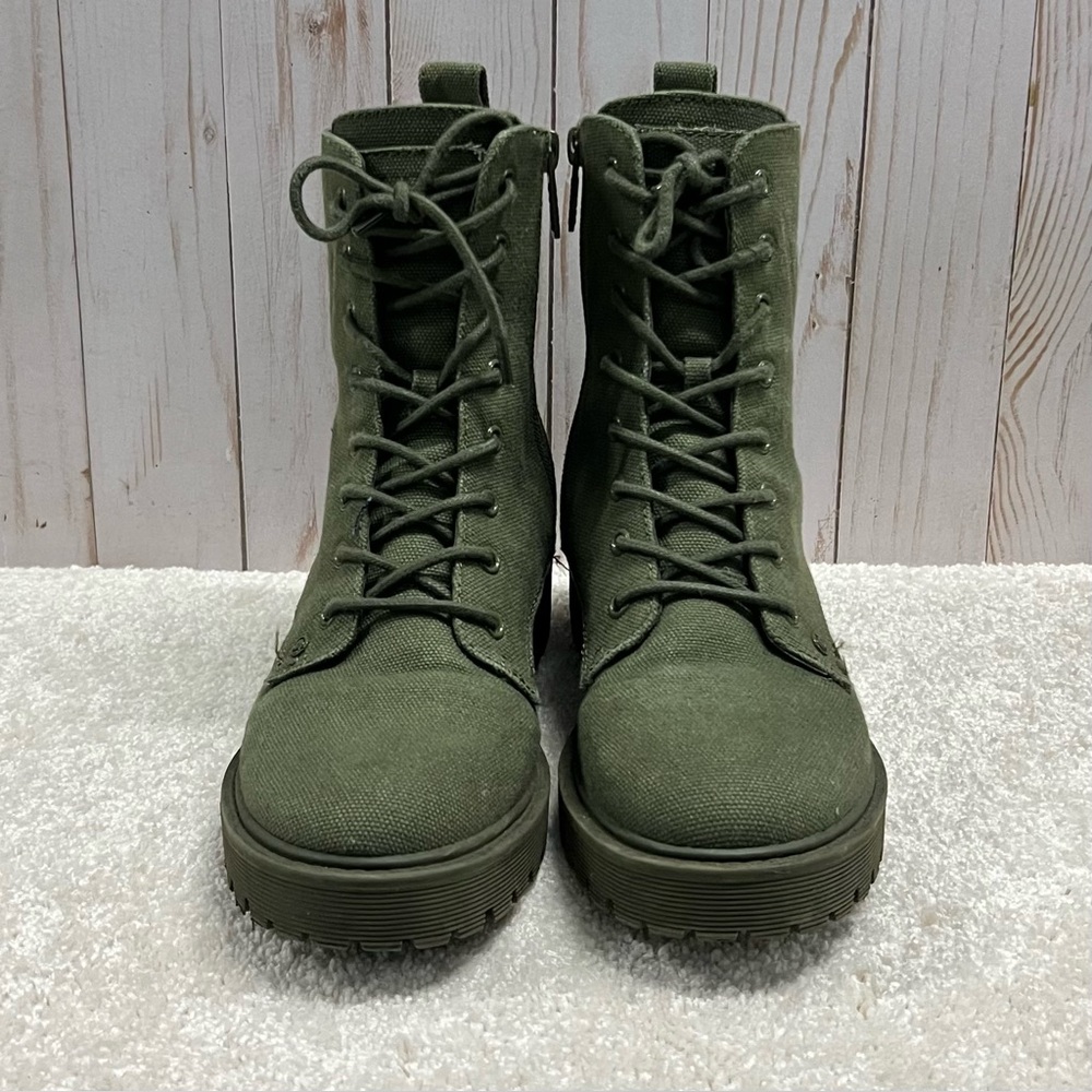 Guess Olive Green Canvas Lace-Up Boots